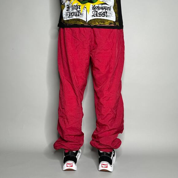 Vintage Y2K Reebok Track Pants Mens XL Crimson Red Nylon Joggers White Logo - Picture 3 of 4